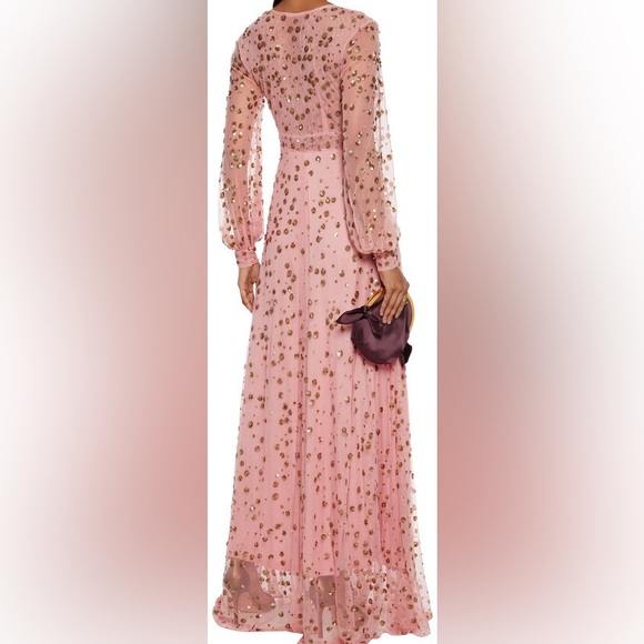 LoveShackFancy Janet Sequin-embellished Stretch-tulle Maxi Dress Bubblegum - Picture 4 of 16